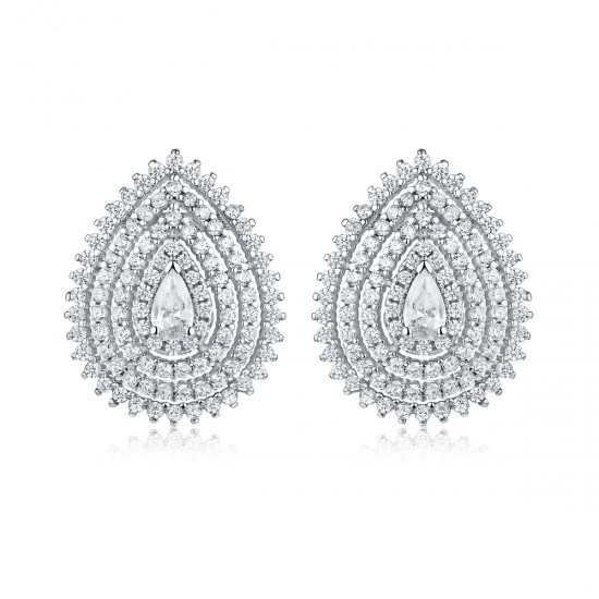 Silver hollow heart earring