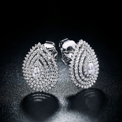 Silver hollow heart earring