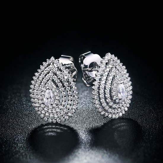 Silver hollow heart earring