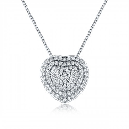 Silver heart earring and Necklace jewelry set