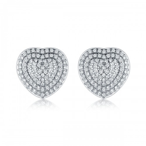 Silver heart earring and Necklace jewelry set