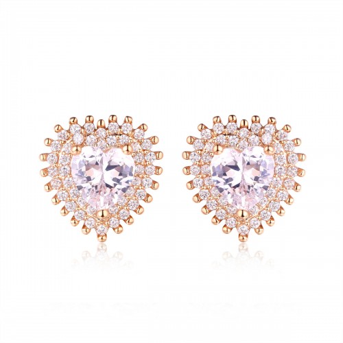 Silver heart earring and Necklace jewelry set with heart main stone