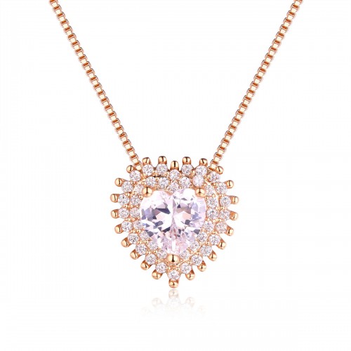 Silver heart earring and Necklace jewelry set with heart main stone